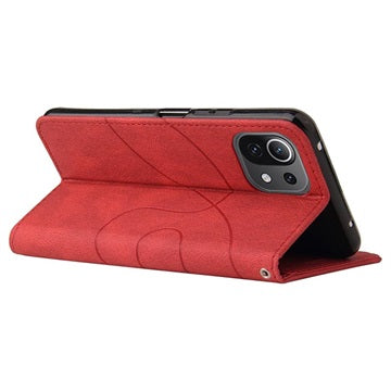 Bi-Color Series Xiaomi Mi 11 Lite 5G Etui med Pung - Rød