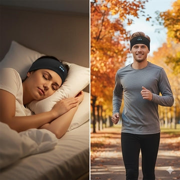 Bluetooth-pandebånd til Søvn, Træning, Jogging, Yoga - Sort