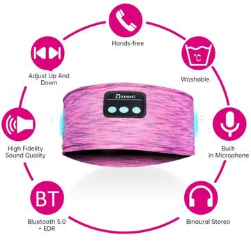 Bluetooth-pandebånd til Søvn, Træning, Jogging, Yoga - Rose