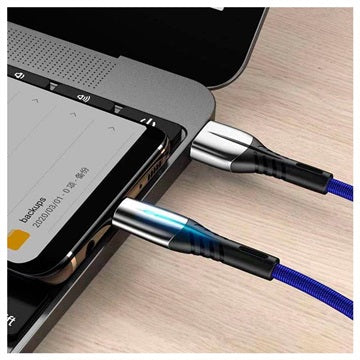 Flettet USB 3.1 Type-C Data / Ladekabel - 5A/40W - 1.2m - Sort