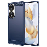 Honor 90 Børstet TPU Cover - Karbonfiber - Blå