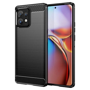 Motorola Edge 40 Pro/Edge+ (2023) Børstet TPU Cover - Karbonfiber - Sort