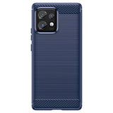 Motorola Edge 40 Pro/Edge+ (2023) Børstet TPU Cover - Karbonfiber - Blå