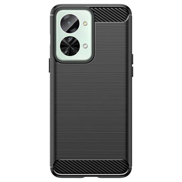 OnePlus Nord 2T Børstet TPU Cover - Karbonfiber - Sort