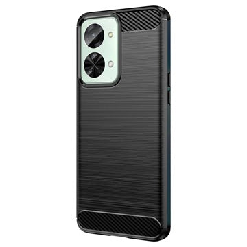 OnePlus Nord 2T Børstet TPU Cover - Karbonfiber - Sort