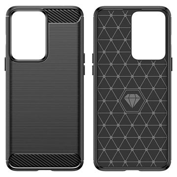 OnePlus Nord 2T Børstet TPU Cover - Karbonfiber - Sort