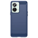 OnePlus Nord 2T Børstet TPU Cover - Karbonfiber - Blå