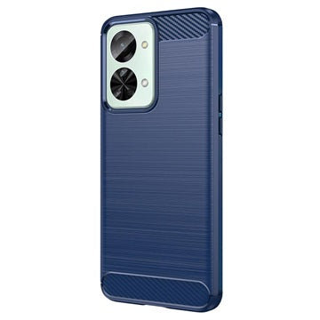 OnePlus Nord 2T Børstet TPU Cover - Karbonfiber - Blå