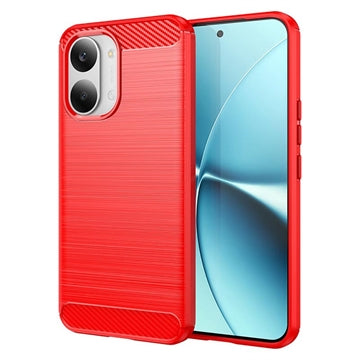 Xiaomi Redmi Turbo 5 Max/Poco X8 Pro Max Børstet TPU Cover - Karbonfiber - rød