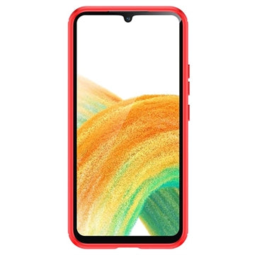 Samsung Galaxy A34 5G Børstet TPU Cover - Karbonfiber - Rød
