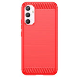 Samsung Galaxy A34 5G Børstet TPU Cover - Karbonfiber - Rød