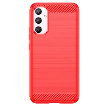 Samsung Galaxy A34 5G Børstet TPU Cover - Karbonfiber - Rød