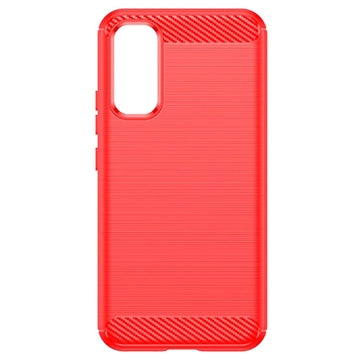 Samsung Galaxy A34 5G Børstet TPU Cover - Karbonfiber - Rød