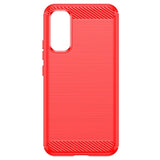 Samsung Galaxy A34 5G Børstet TPU Cover - Karbonfiber - Rød