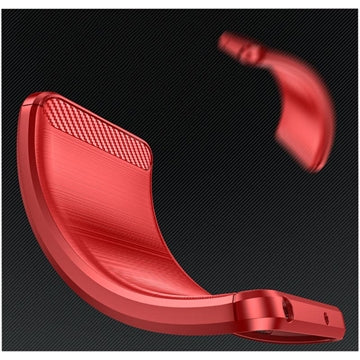 Samsung Galaxy A34 5G Børstet TPU Cover - Karbonfiber - Rød