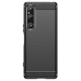 Sony Xperia 1 V Børstet TPU Cover - Karbonfiber - Sort