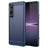 Sony Xperia 1 V Børstet TPU Cover - Karbonfiber - Blå