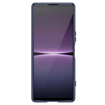Sony Xperia 1 V Børstet TPU Cover - Karbonfiber - Blå