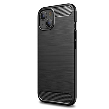 iPhone 13 Mini Børstet TPU Cover - Karbonfiber - Sort