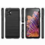 Samsung Galaxy Xcover6 Pro Børstet TPU Cover - Karbonfiber - Sort