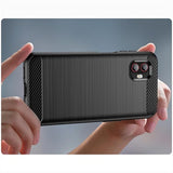Samsung Galaxy Xcover6 Pro Børstet TPU Cover - Karbonfiber - Sort