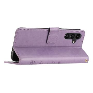 Samsung Galaxy A54 5G Butterfly Series Flip Cover med Pung - Violet