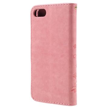 iPhone 7/8/SE (2020)/SE (2022) Butterfly Series Flip Cover med Pung - Pink
