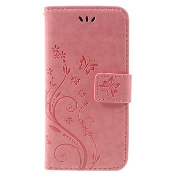 iPhone 7/8/SE (2020)/SE (2022) Butterfly Series Flip Cover med Pung - Pink