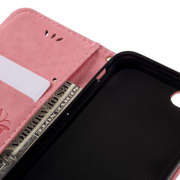 iPhone 7/8/SE (2020)/SE (2022) Butterfly Series Flip Cover med Pung - Pink