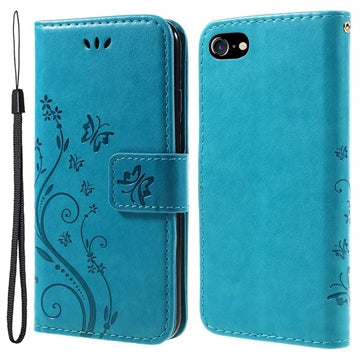 iPhone 7/8/SE (2020)/SE (2022) Butterfly Series Flip Cover med Pung - Blå