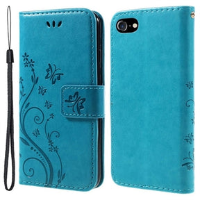 iPhone 7/8/SE (2020)/SE (2022) Butterfly Series Flip Cover med Pung - Blå