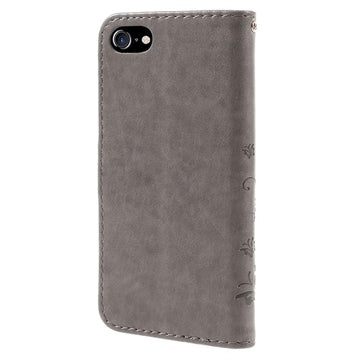 iPhone 7/8/SE (2020)/SE (2022) Butterfly Series Flip Cover med Pung - Grå