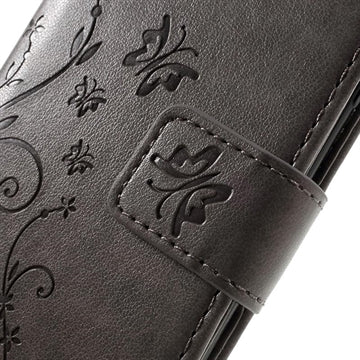 iPhone 7/8/SE (2020)/SE (2022) Butterfly Series Flip Cover med Pung - Grå