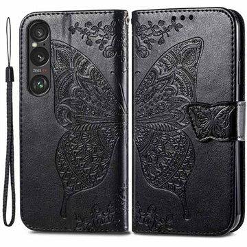 Sony Xperia 1 VI Butterfly Series Flip Cover med Pung - Sort