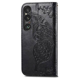 Sony Xperia 1 VI Butterfly Series Flip Cover med Pung - Sort