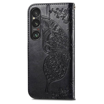 Sony Xperia 1 VI Butterfly Series Flip Cover med Pung - Sort