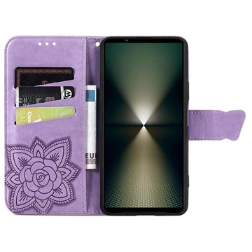 Sony Xperia 1 VI Butterfly Series Flip Cover med Pung - Lyselilla