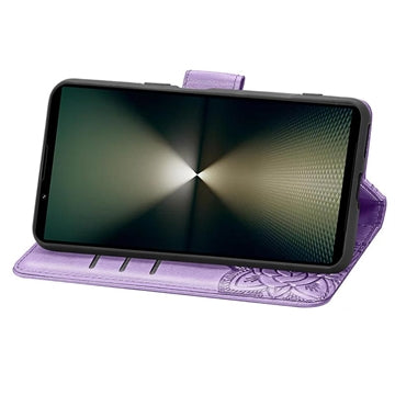 Sony Xperia 1 VI Butterfly Series Flip Cover med Pung - Lyselilla