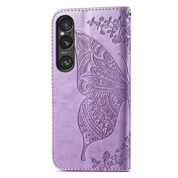 Sony Xperia 1 VI Butterfly Series Flip Cover med Pung - Lyselilla