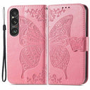 Sony Xperia 1 VI Butterfly Series Flip Cover med Pung - Pink