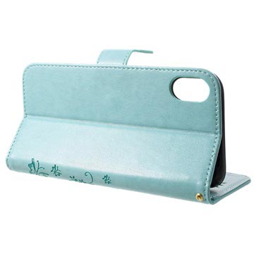 Butterfly Series iPhone XR Flip Cover med Pung - Cyan