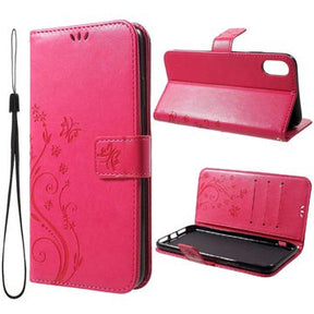 Butterfly Series iPhone XR Flip Cover med Pung - Hot Pink