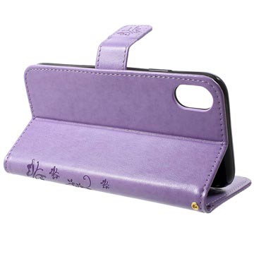 Butterfly Series iPhone XR Flip Cover med Pung - Violet