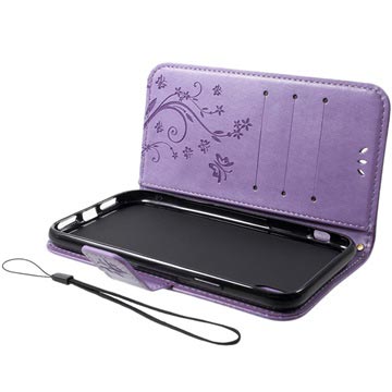 Butterfly Series iPhone XR Flip Cover med Pung - Violet