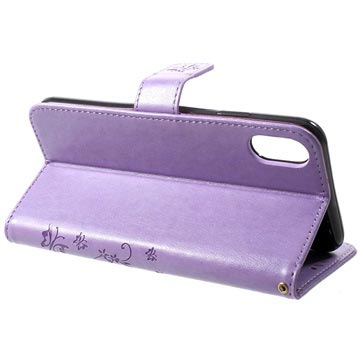Butterfly Series iPhone XS Max Flip Cover med Pung - Violet