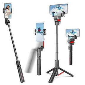 C10 Gimbal Stabilizer Selfie Stick med AI Ansigtssporing - Sort / Rød