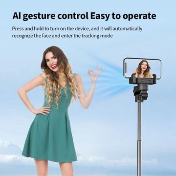 C10 Gimbal Stabilizer Selfie Stick med AI Ansigtssporing - Sort / Rød