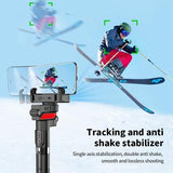 C10 Gimbal Stabilizer Selfie Stick med AI Ansigtssporing - Sort / Rød