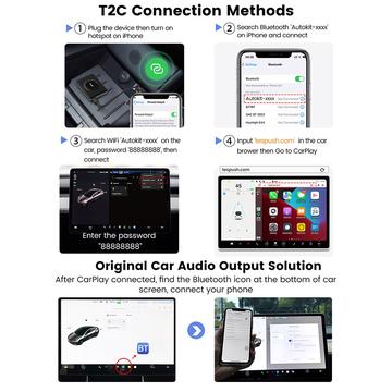 CARLINKIT CPC200-T2C (WIFI) til Tesla Model 3 / X / Y / S Trådløs Android Auto CarPlay Dongle WiFi Bluetooth-adapter