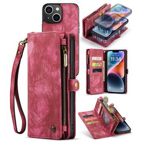 Caseme 2-i-1 Multifunktionel iPhone 14 Plus Pung - Rød